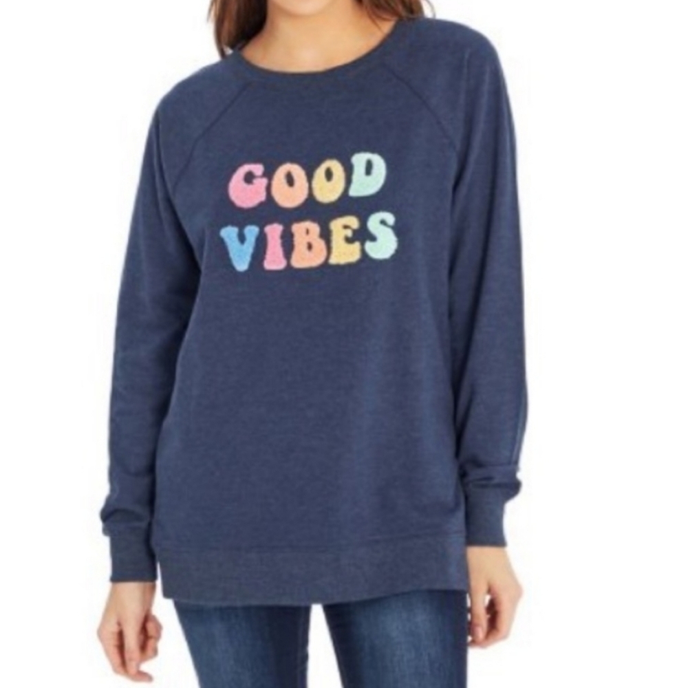 Wildfox Good Vibes 3D Navy Sweatshirt